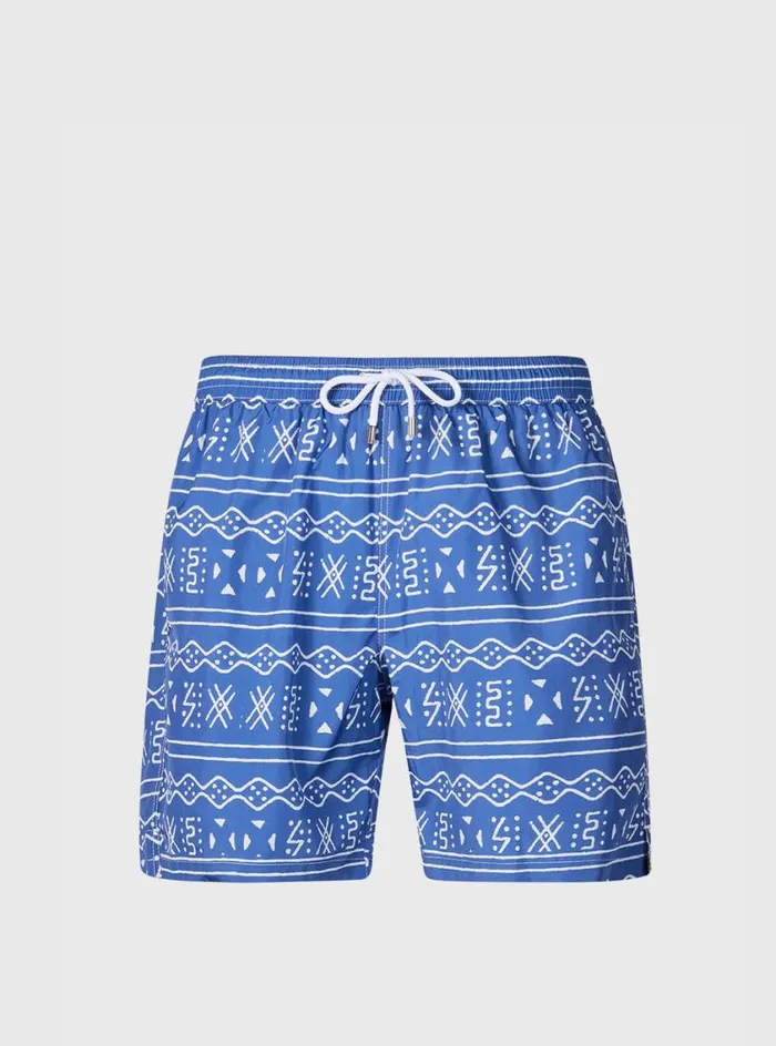 Men Paul Stuart Shorts and Swim Trunks Batik Print Swim Trunk Dark Blue