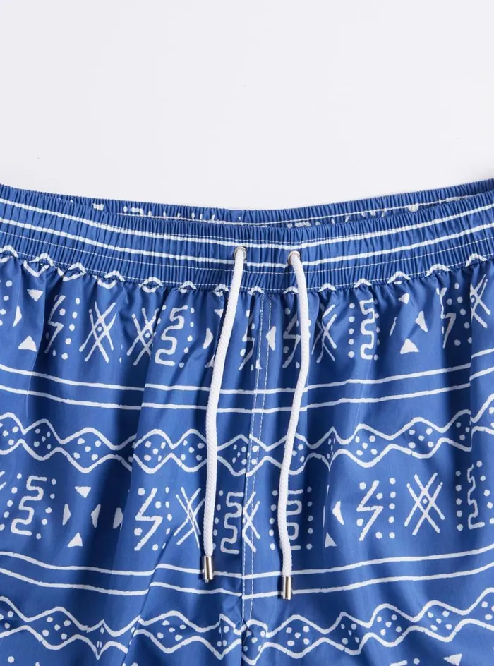 Men Paul Stuart Shorts and Swim Trunks Batik Print Swim Trunk Dark Blue