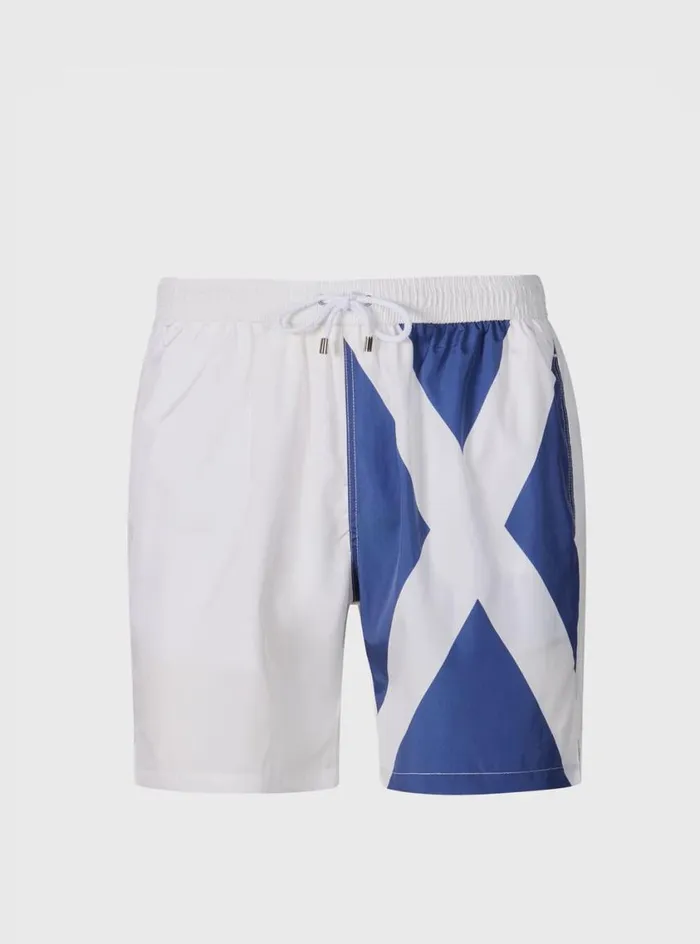 Men Paul Stuart Shorts and Swim Trunks Printed Flag Swim Shorts Navywhite
