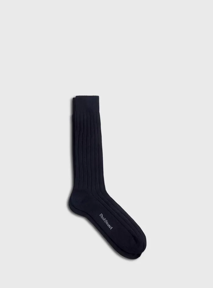 Men Paul Stuart Socks Cashmere Ribbed Sock Black
