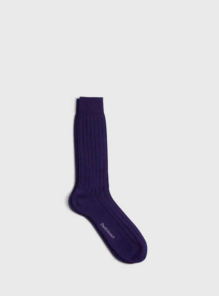 Men Paul Stuart Socks Cashmere Ribbed Sock Purple