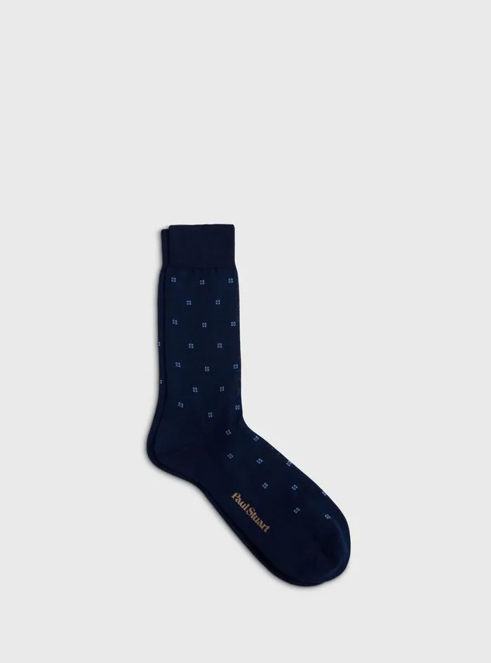 Men Paul Stuart Socks Cotton Deco Motif Sock Navy