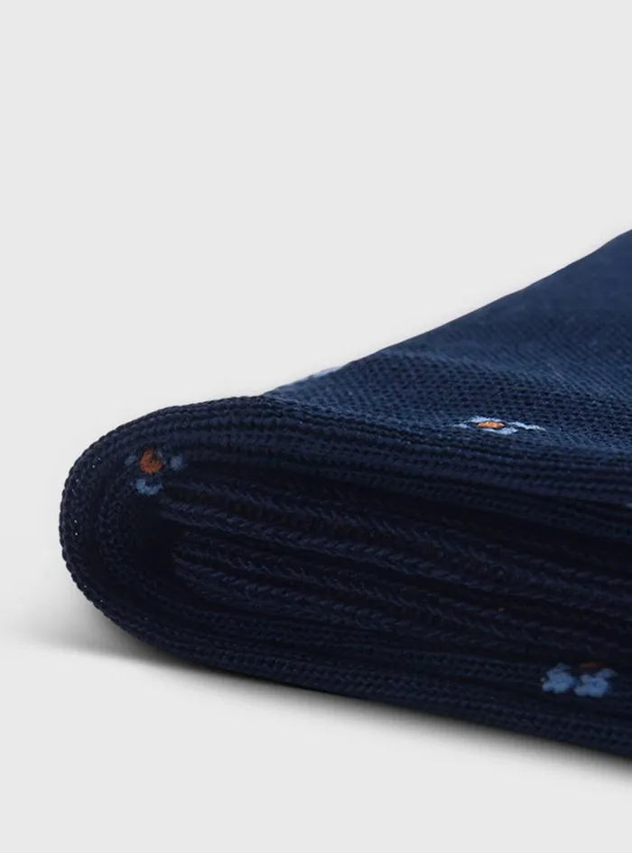 Men Paul Stuart Socks Cotton Deco Motif Sock Navy