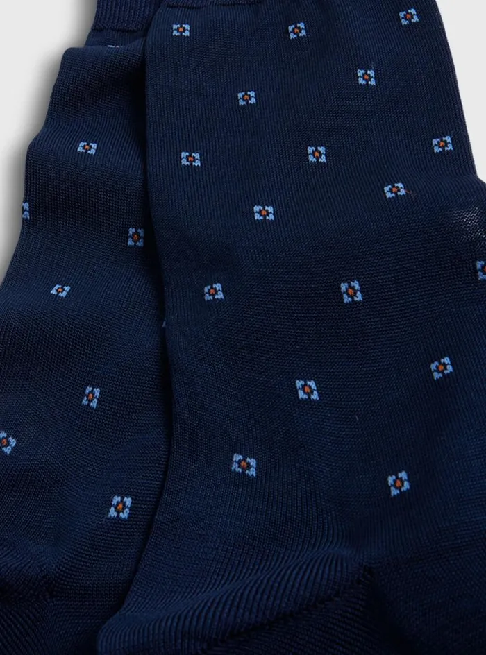 Men Paul Stuart Socks Cotton Deco Motif Sock Navy