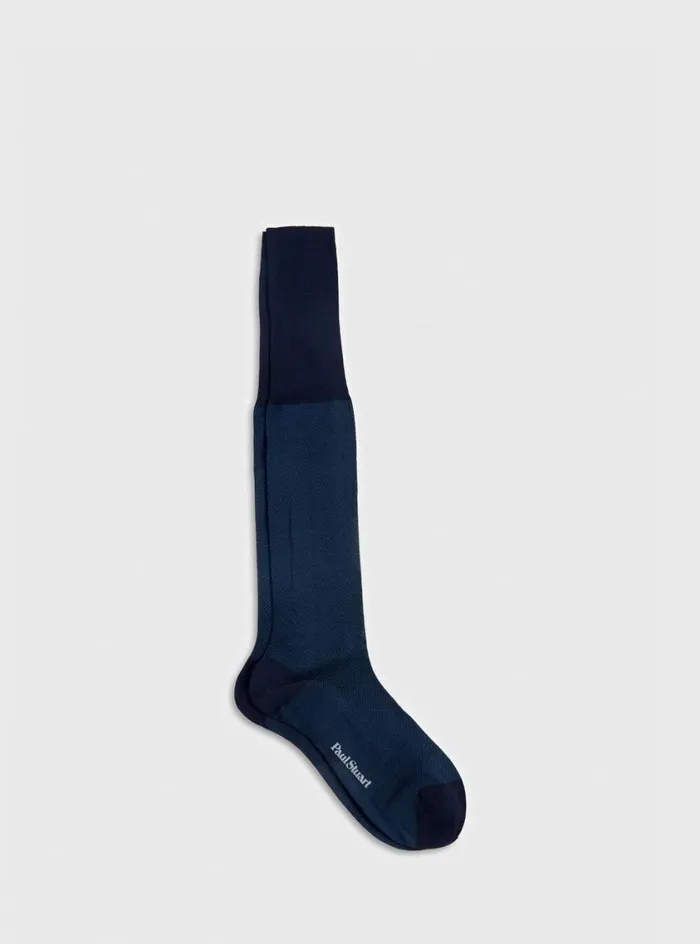 Men Paul Stuart Socks Cotton Herringbone Sock Dark Blue