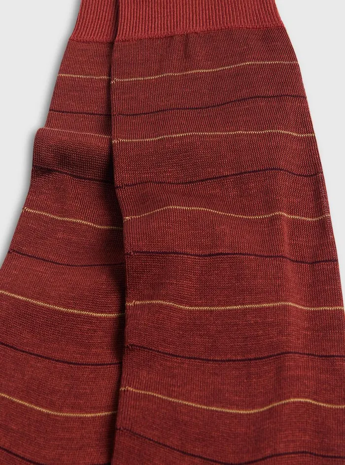 Men Paul Stuart Socks Cotton Horizontal Stripe Sock Rust