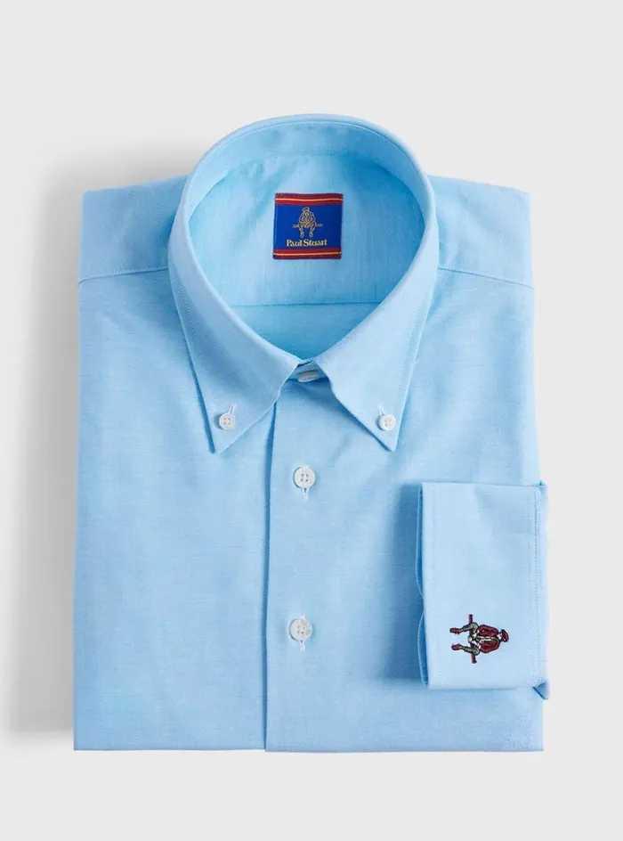 Men Paul Stuart Sport Shirts Cotton Oxford Sport Shirt Sky Blue