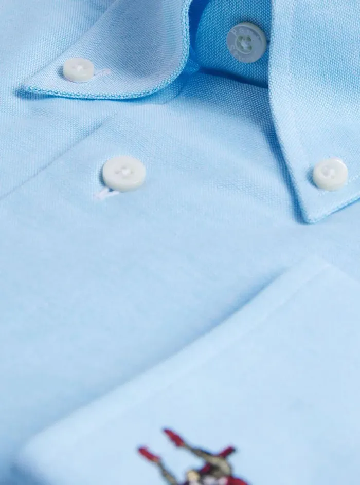Men Paul Stuart Sport Shirts Cotton Oxford Sport Shirt Sky Blue