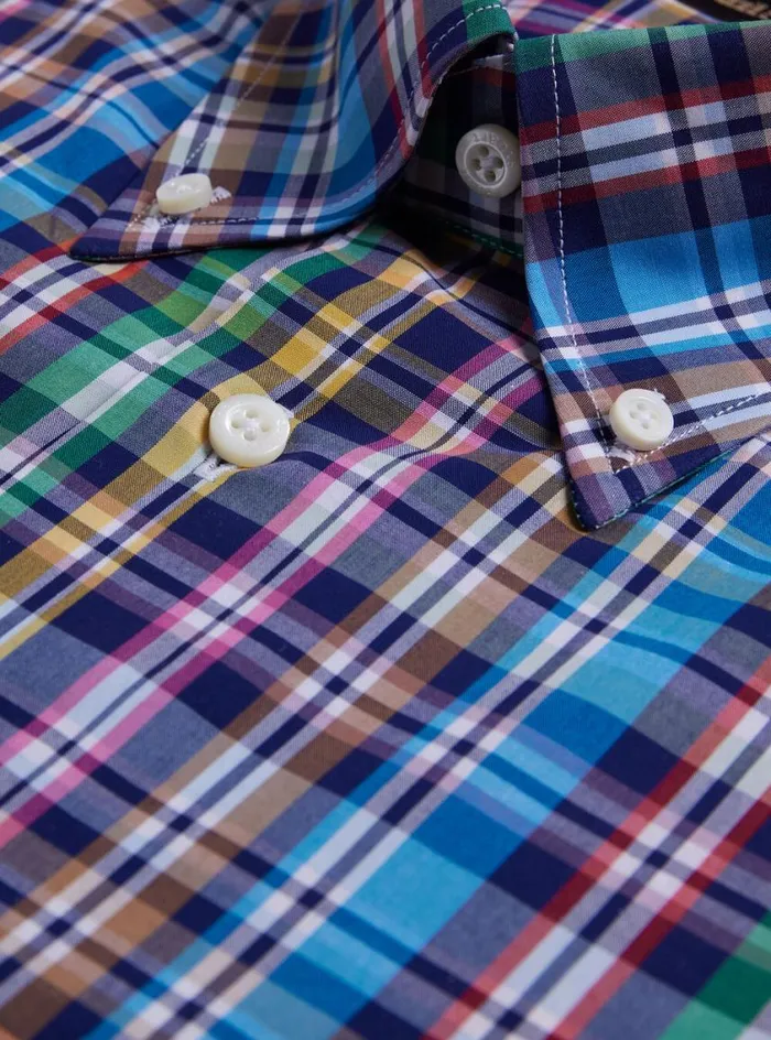 Men Paul Stuart Sport Shirts Cotton Plaid Sport Shirt Navymulti