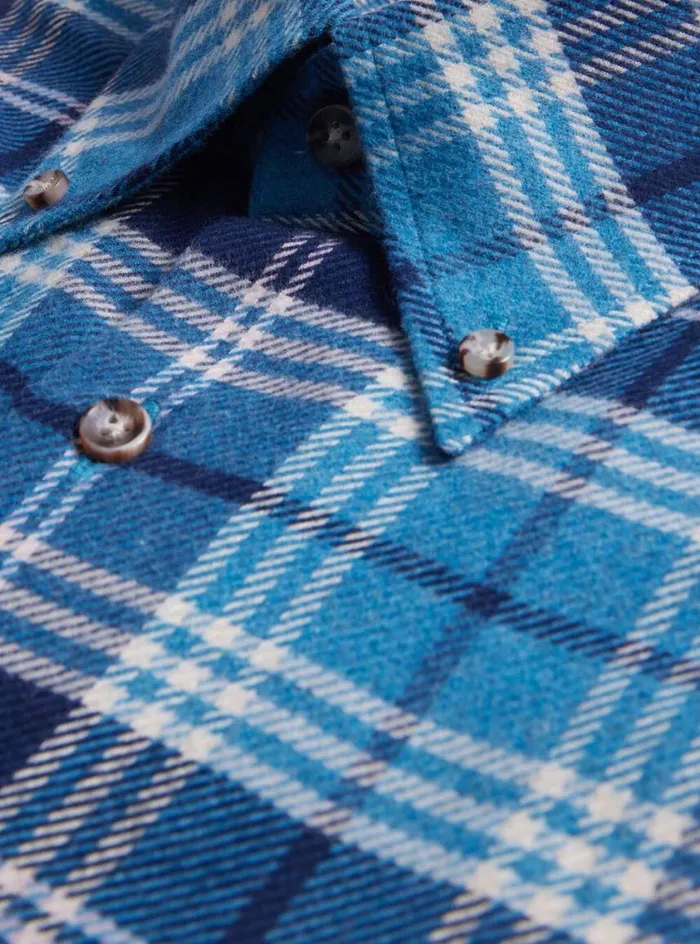 Men Paul Stuart Sport Shirts Flannel Plaid Sport Shirt Bluepurple