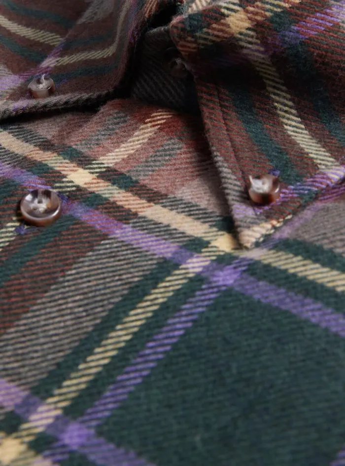 Men Paul Stuart Sport Shirts Flannel Plaid Sport Shirt Olivebrown