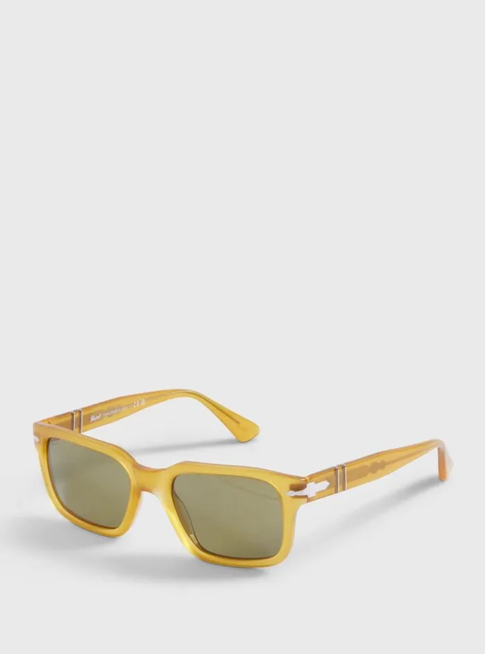 Men Paul Stuart Sunglasses and Eyewear Persol Honey Sunglasses With Green Lens Yellow
