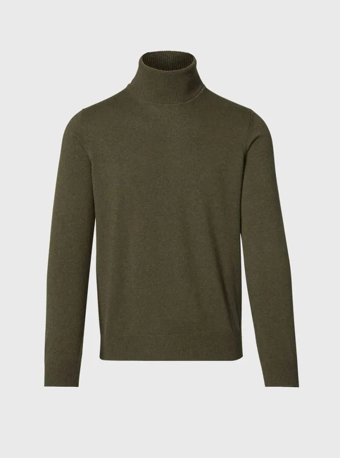 Men Paul Stuart Sweaters Cashmere Turtleneck Olive