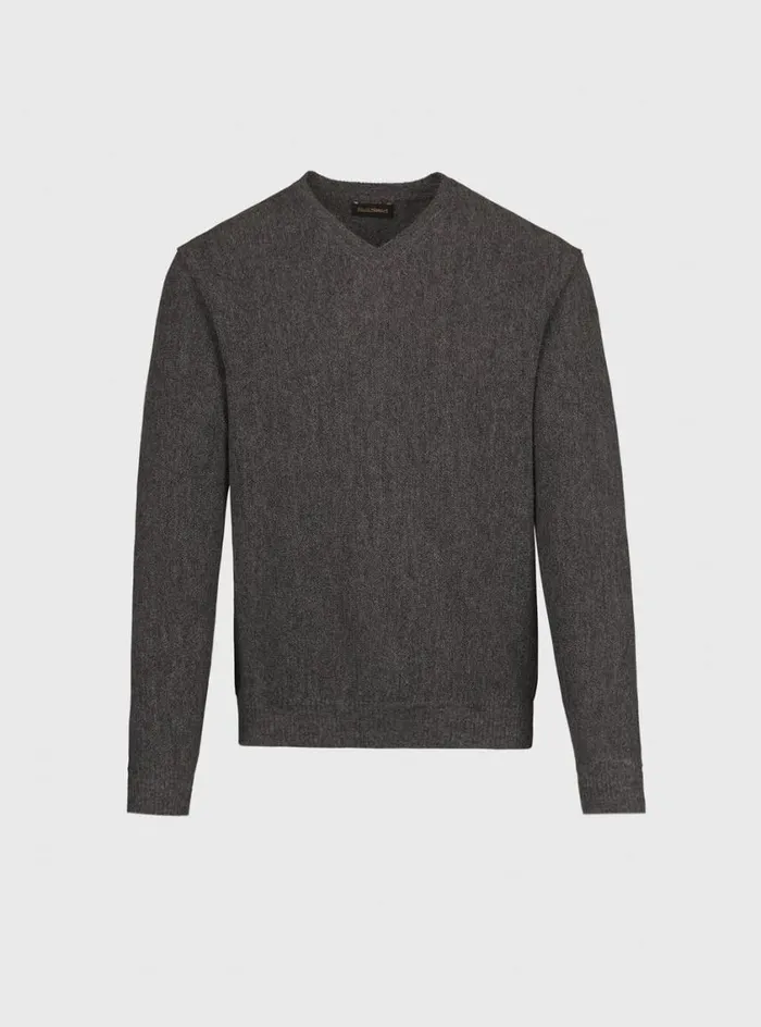 Men Paul Stuart Sweaters Classic Alpaca Links VNeck Sweater Grey