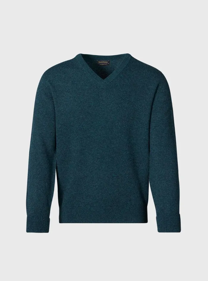 Men Paul Stuart Sweaters Classic Cashmere Double Ply VNeck Sweater Lagoon