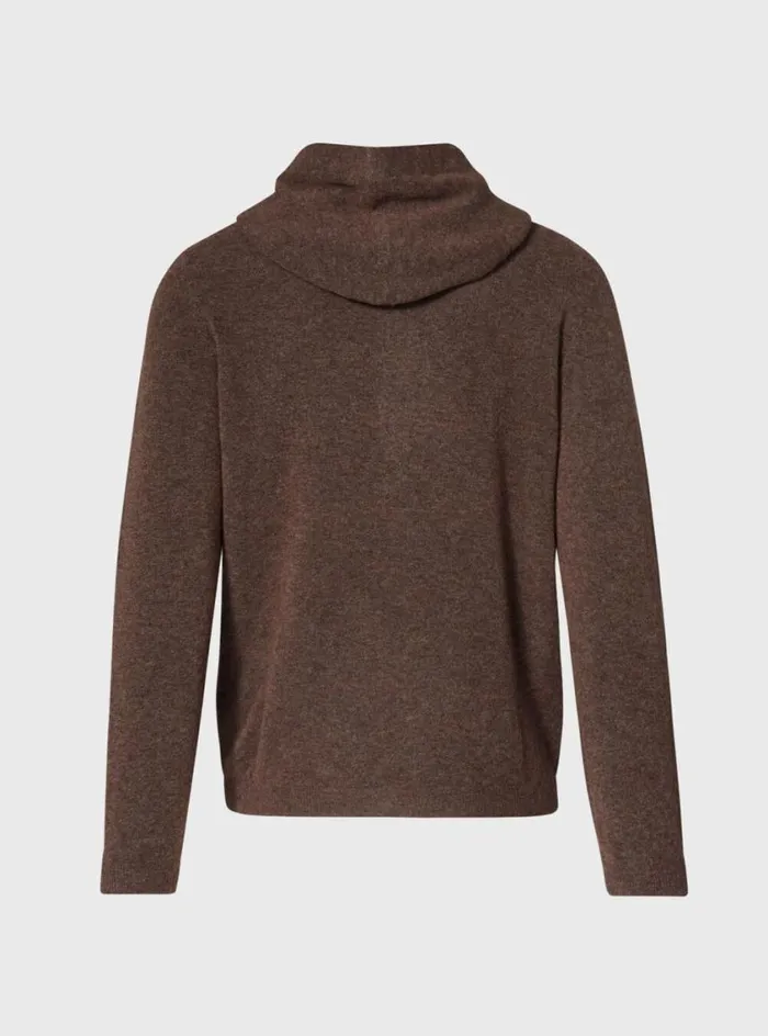 Men Paul Stuart Sweaters Hooded Cardigan Brown