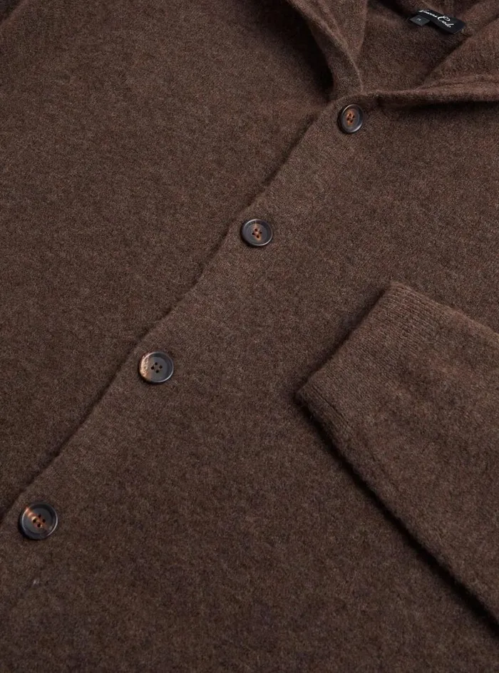 Men Paul Stuart Sweaters Hooded Cardigan Brown