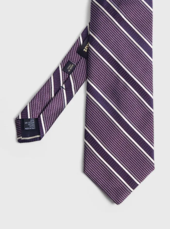 Men Paul Stuart Ties Silk Jacquard Macclesfield Stripe Tie Purple