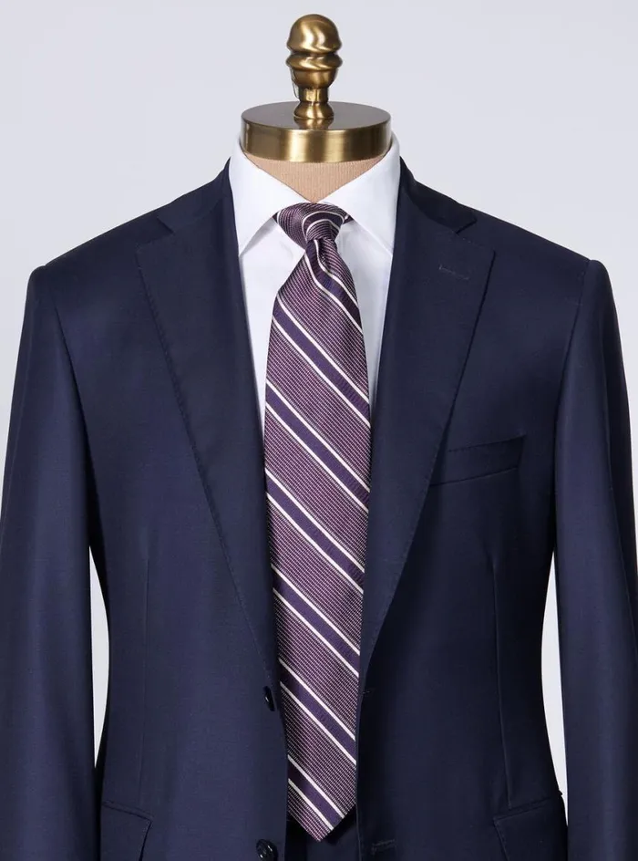 Men Paul Stuart Ties Silk Jacquard Macclesfield Stripe Tie Purple