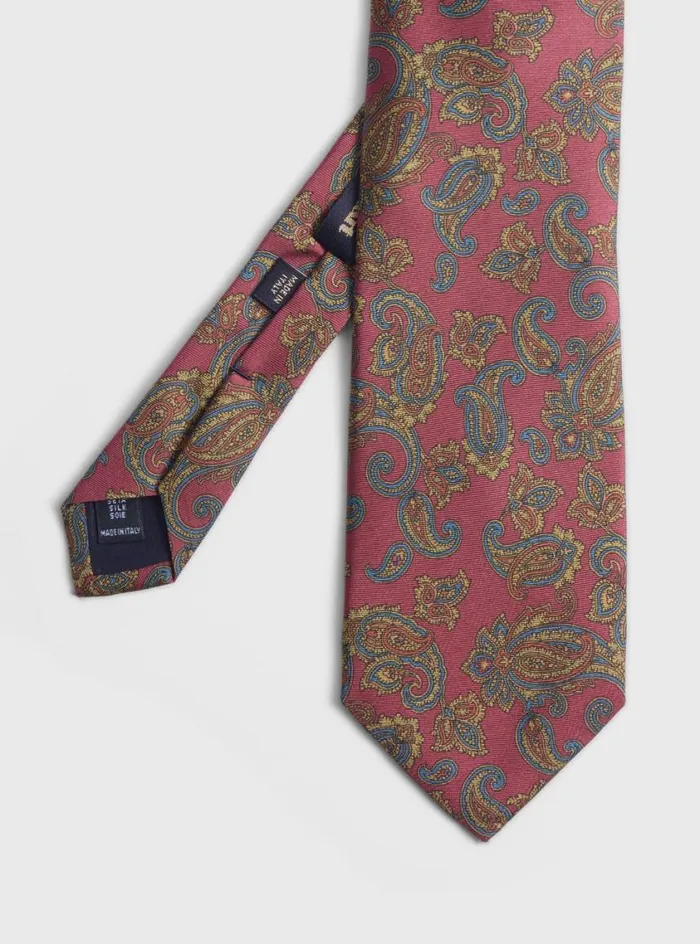 Men Paul Stuart Ties Silk Paisley Print Tie Burgundy