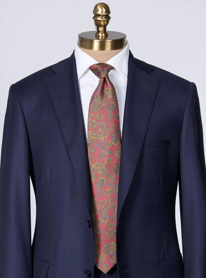 Men Paul Stuart Ties Silk Paisley Print Tie Burgundy