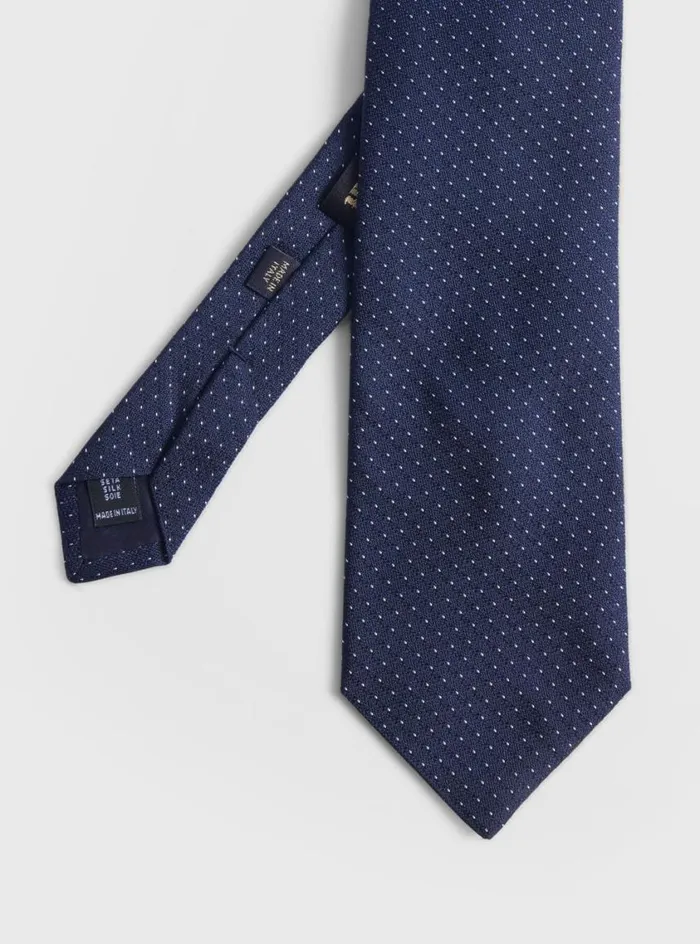 Men Paul Stuart Ties Woven Silk Micro Pattern Tie Blue