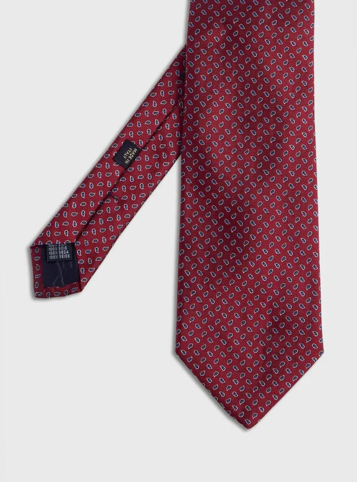 Men Paul Stuart Ties Woven Silk Micro Pine Motiff Tie Magenta