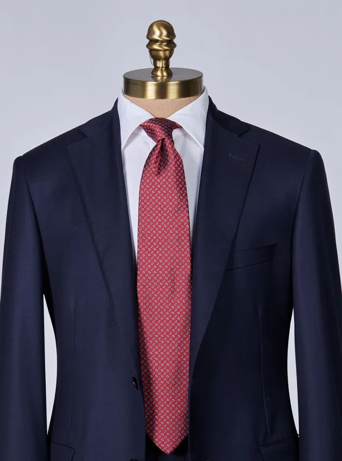Men Paul Stuart Ties Woven Silk Micro Pine Motiff Tie Magenta