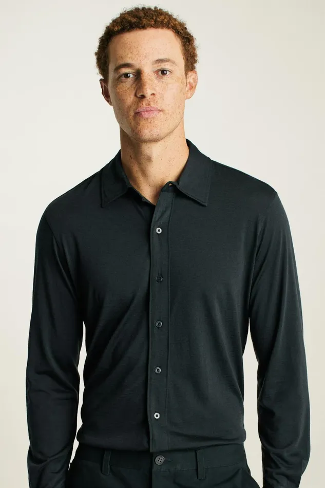 Men Performance Merino Shirt Jet Black Bonobos Casual Shirts
