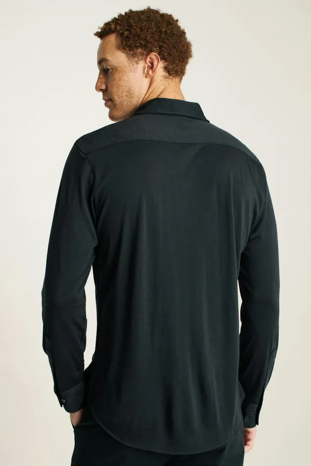 Men Performance Merino Shirt Jet Black Bonobos Casual Shirts