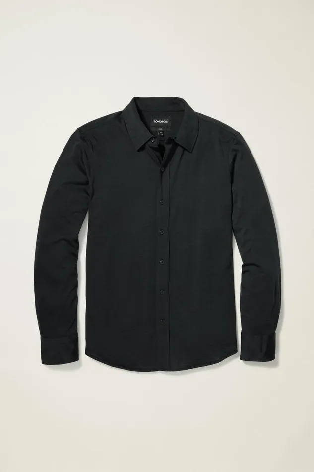 Men Performance Merino Shirt Jet Black Bonobos Casual Shirts