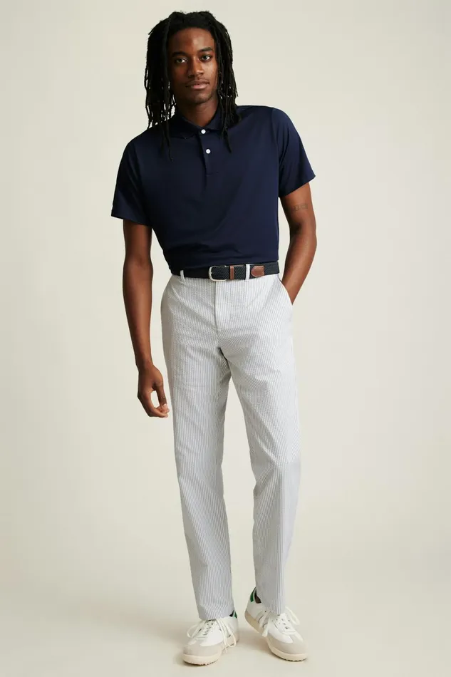 Men Performance Seersucker Golf Pant Grey And White Stripe Bonobos Chinos