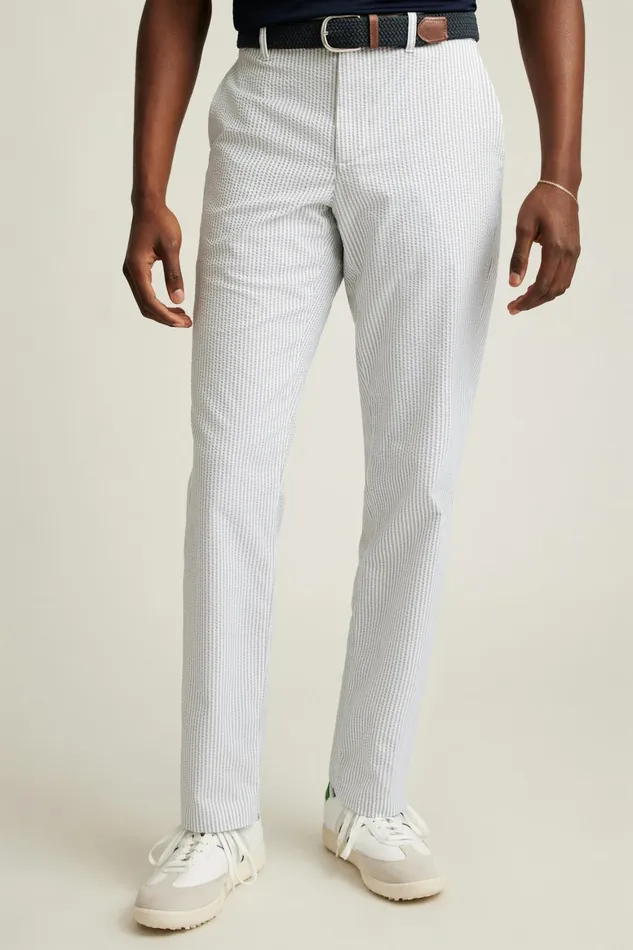 Men Performance Seersucker Golf Pant Grey And White Stripe Bonobos Chinos