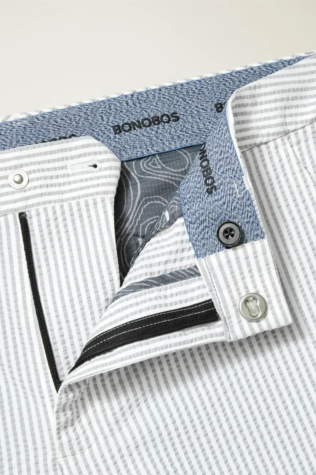 Men Performance Seersucker Golf Pant Grey And White Stripe Bonobos Chinos