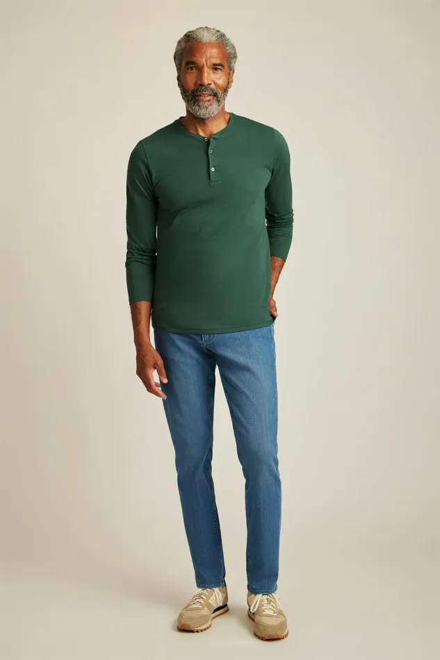 Men Pima Performance Long Sleeve Henley Green Gables Bonobos Henleys