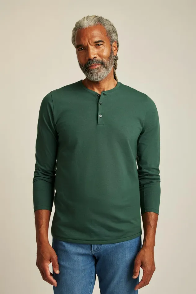 Men Pima Performance Long Sleeve Henley Green Gables Bonobos Henleys