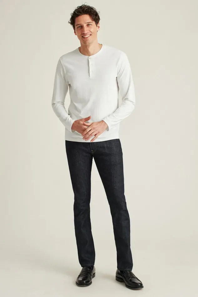 Men Pima Performance Long Sleeve Henley White Bonobos Henleys