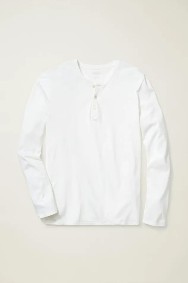 Men Pima Performance Long Sleeve Henley White Bonobos Henleys
