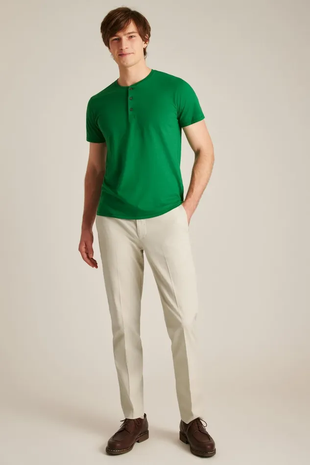 Men Pima Performance Short Sleeve Henley Emerald Bonobos Henleys