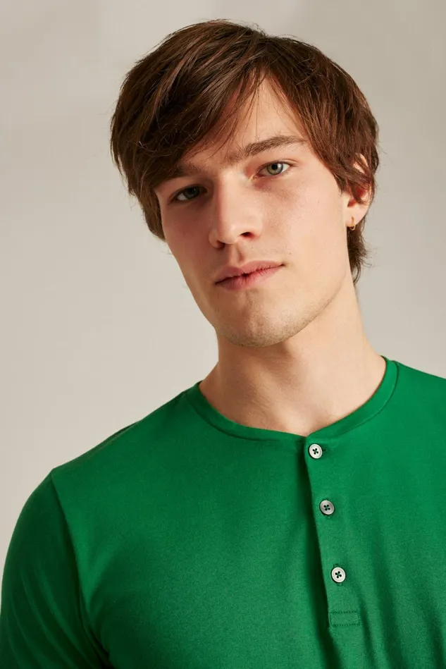 Men Pima Performance Short Sleeve Henley Emerald Bonobos Henleys