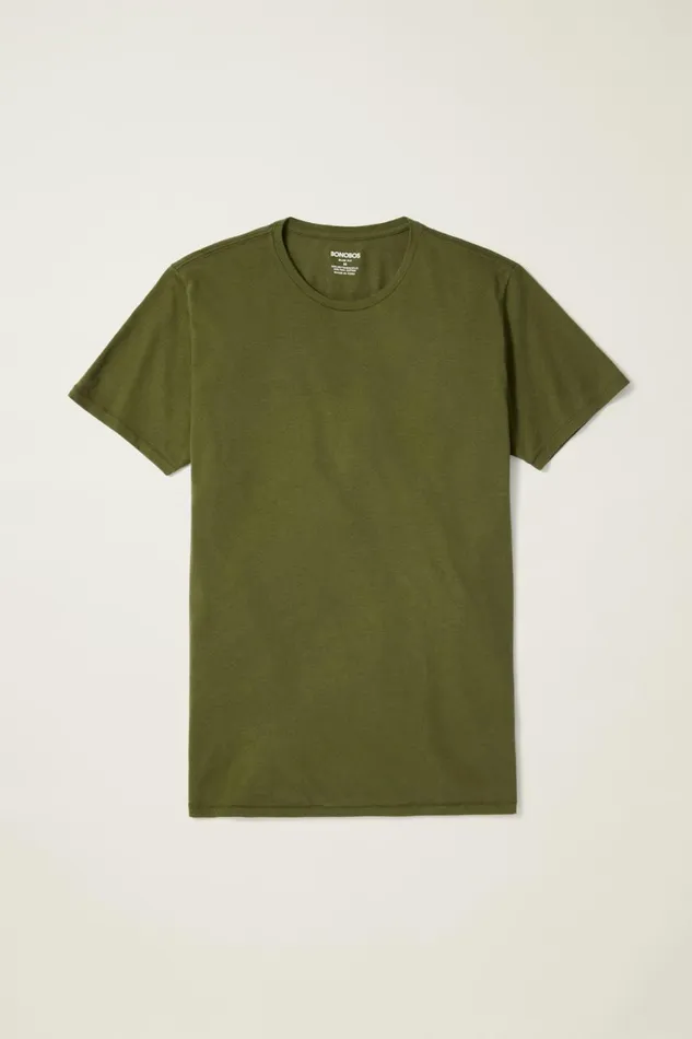 Men Pima Performance Tee Dark Olive Green Bonobos Short Sleeve Tees