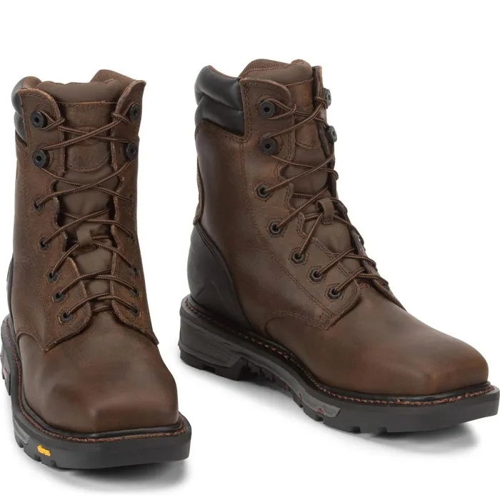 MEN Pipefitter 8034 Steel Toe Chocolate Justin Boots Work