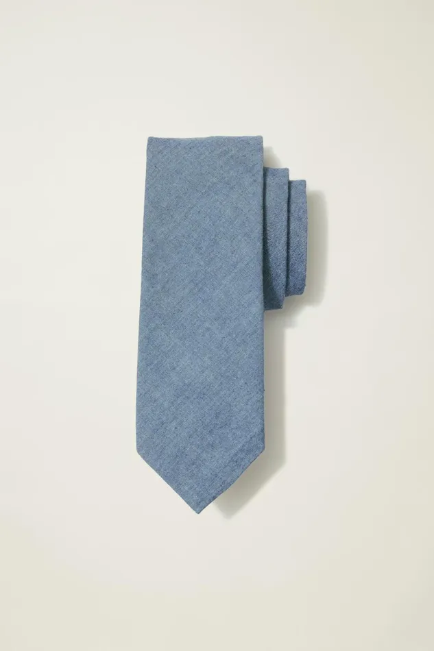 Men Premium Necktie Blue Chambray Bonobos Ties and Pocket Squares