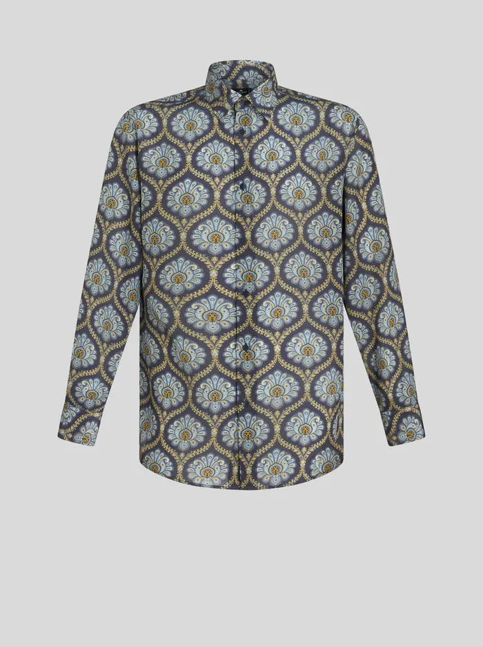 Men Printed Silk Shirt Etro Shirts