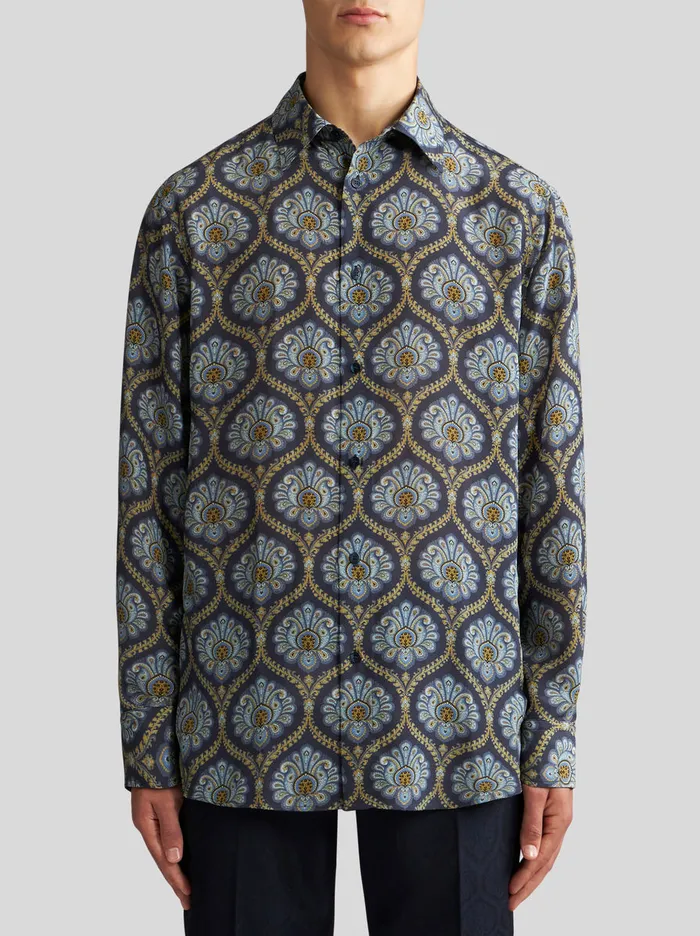 Men Printed Silk Shirt Etro Shirts