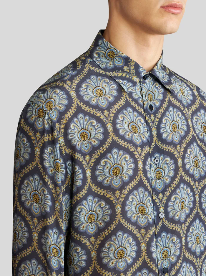 Men Printed Silk Shirt Etro Shirts