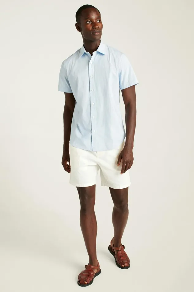 Men Riviera Short Sleeve Shirt Blue Oxnard Stripe Bonobos Casual Shirts