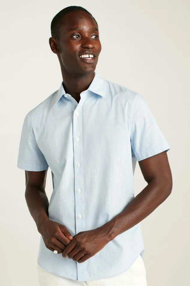Men Riviera Short Sleeve Shirt Blue Oxnard Stripe Bonobos Casual Shirts
