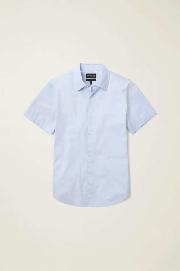 Men Riviera Short Sleeve Shirt Blue Oxnard Stripe Bonobos Casual Shirts