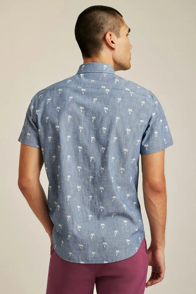 Men Riviera Short Sleeve Shirt Chambray Palms Bonobos Casual Shirts